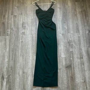 PrettyLittleThing Green Wrap Front Crepe Maxi Dress